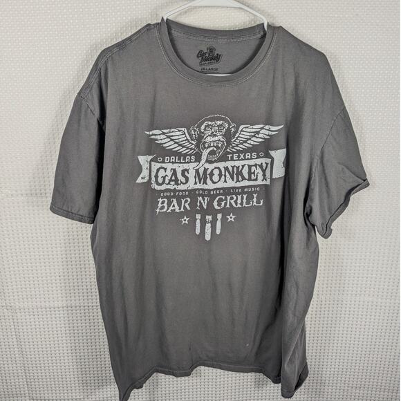 Gas Monkey Bar & Grill 2XL T-Shirt Men Gray Dallas Texas Wings Car Garage Tee - Picture 1 of 5